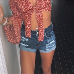 American eagle dark wash shorts